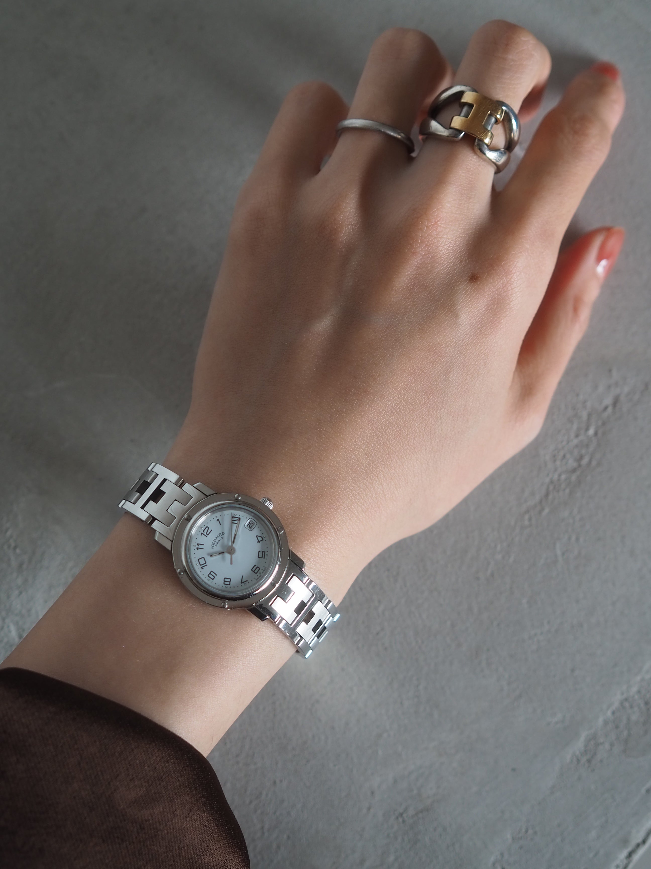 HERMES エルメス クリッパー ウォッチ 腕時計 レディース シルバー