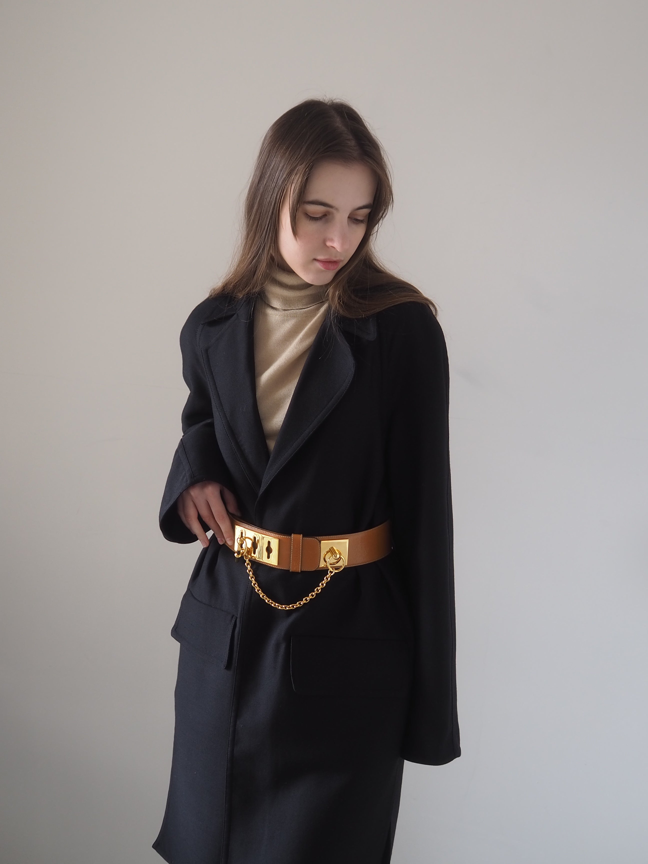 CELINE セリーヌ ガンチーニ Size 80 ベルト ゴールド ブラウン