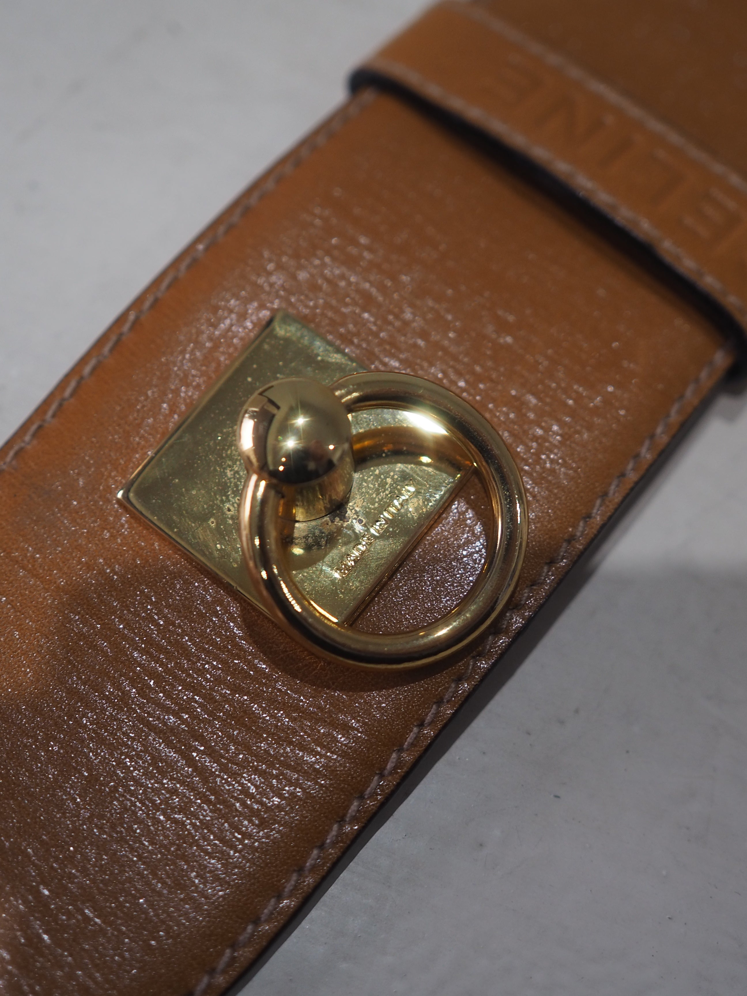 CELINE セリーヌ ガンチーニ Size 80 ベルト ゴールド ブラウン