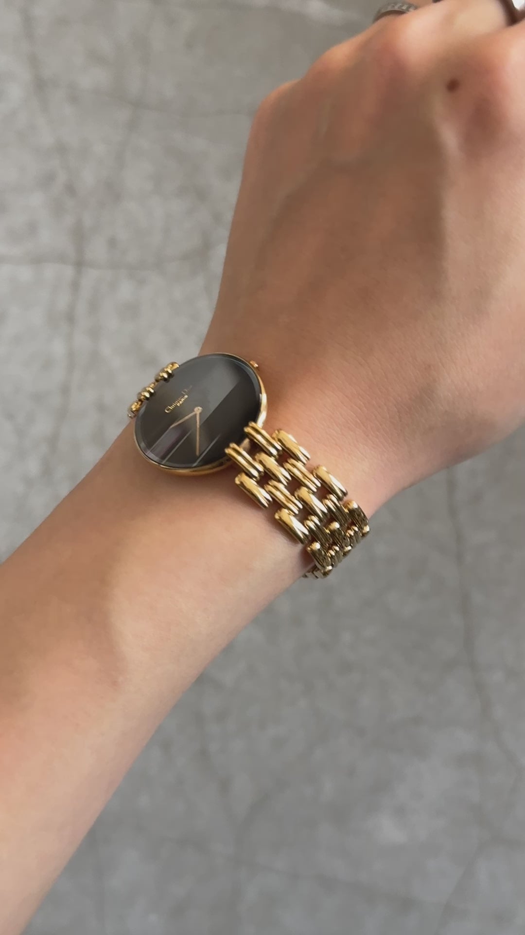 Christian Dior ブラックムーン バキラ ウォッチ 腕時計 ゴールド