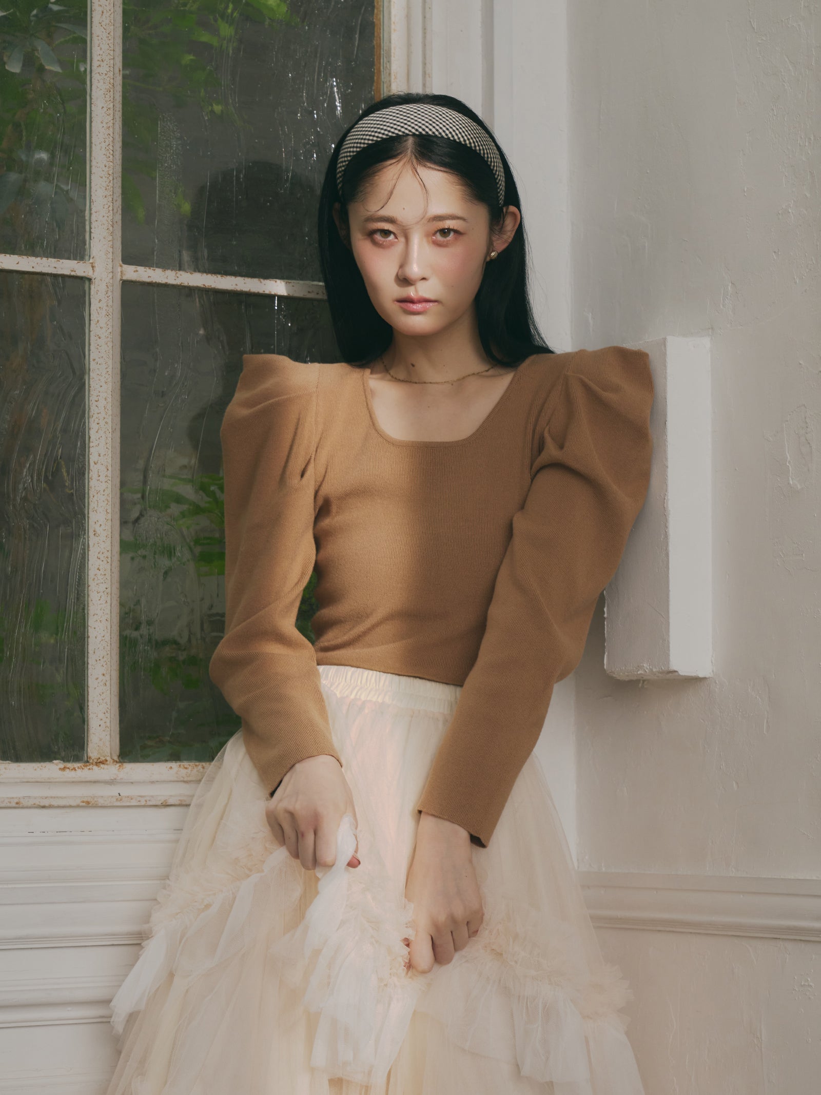 パフスリーブタックニット