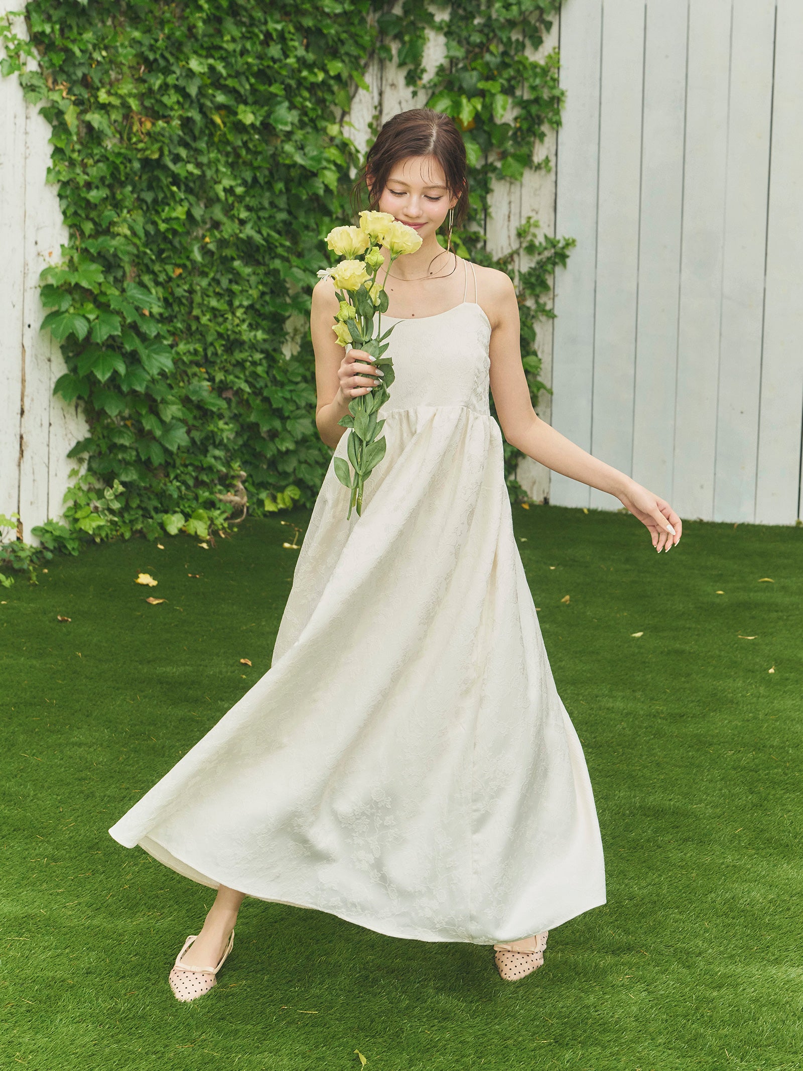 3wayジャガードパフスリーブワンピース