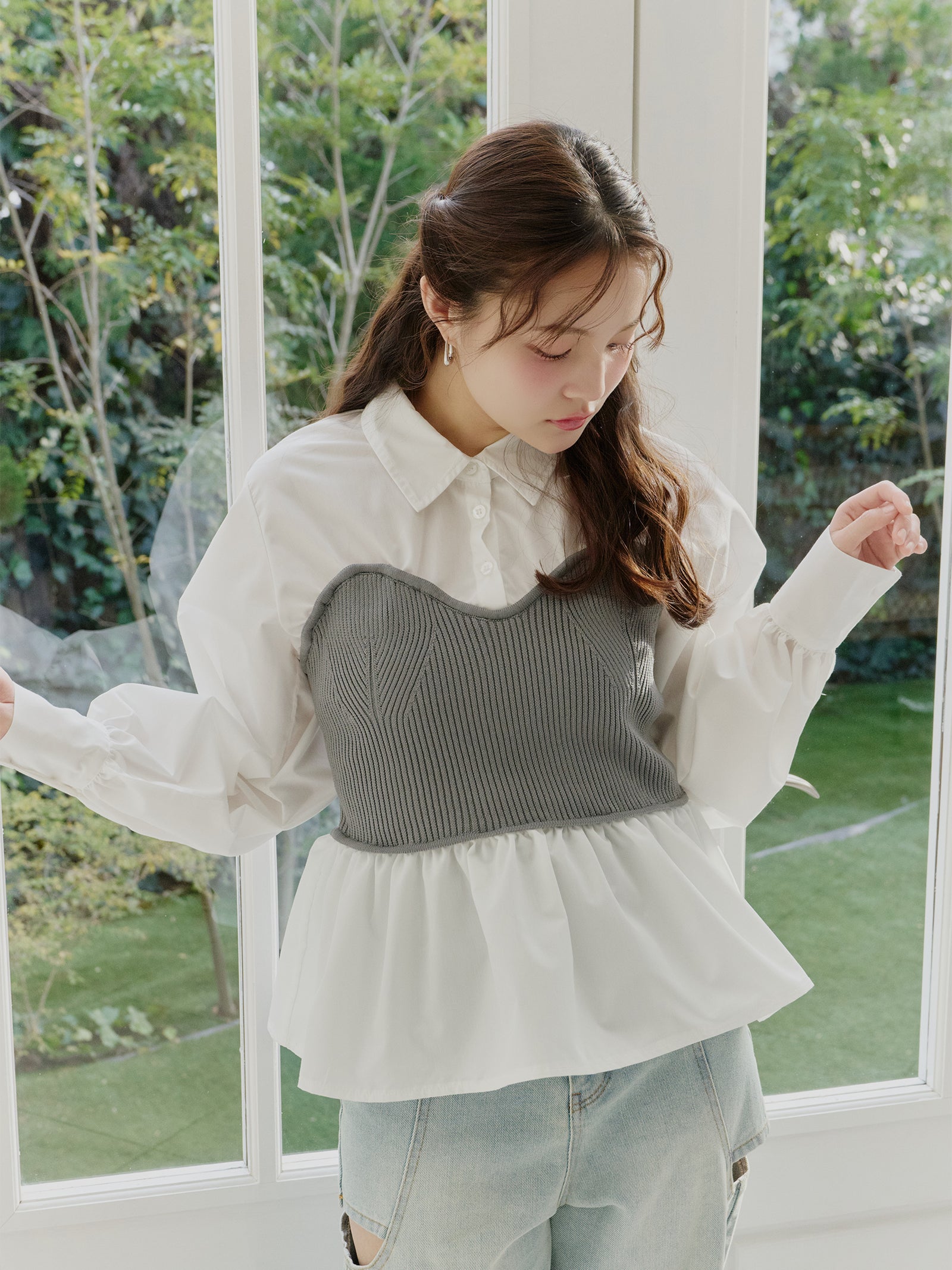 ニットビスチェドッキングシャツ