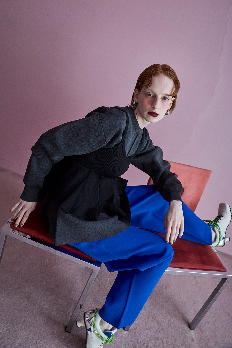 OMMO ONLINE STORE / LAYERED FLARE KNIT TOP