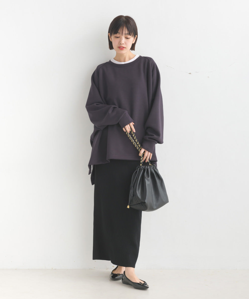 OMNES】ソフトダンボールニット ワイドシルエット長袖プルオーバー