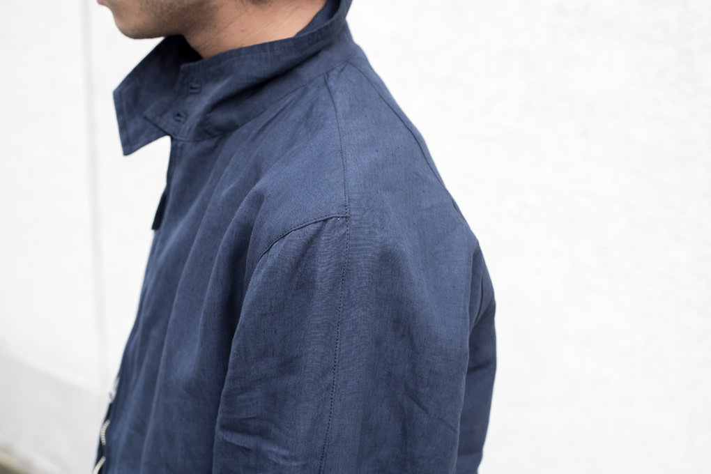 清涼感溢れる渾身のオリジナルリネン素材ブルゾン スウィングトップ