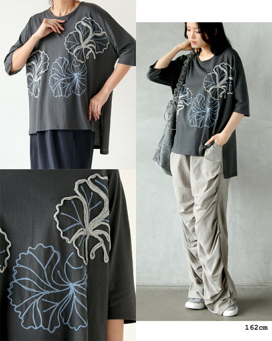 ラフに着て絵になる立体花刺繍デザイントップス – ONE PEACE ONLINE