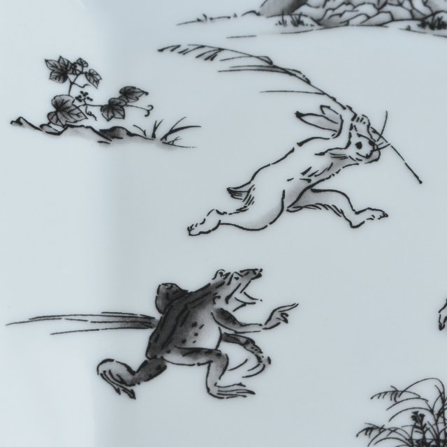鳥獣戯画・猿追い）角皿（13.5cm)|有田焼の老舗-香蘭社オンラインショップ