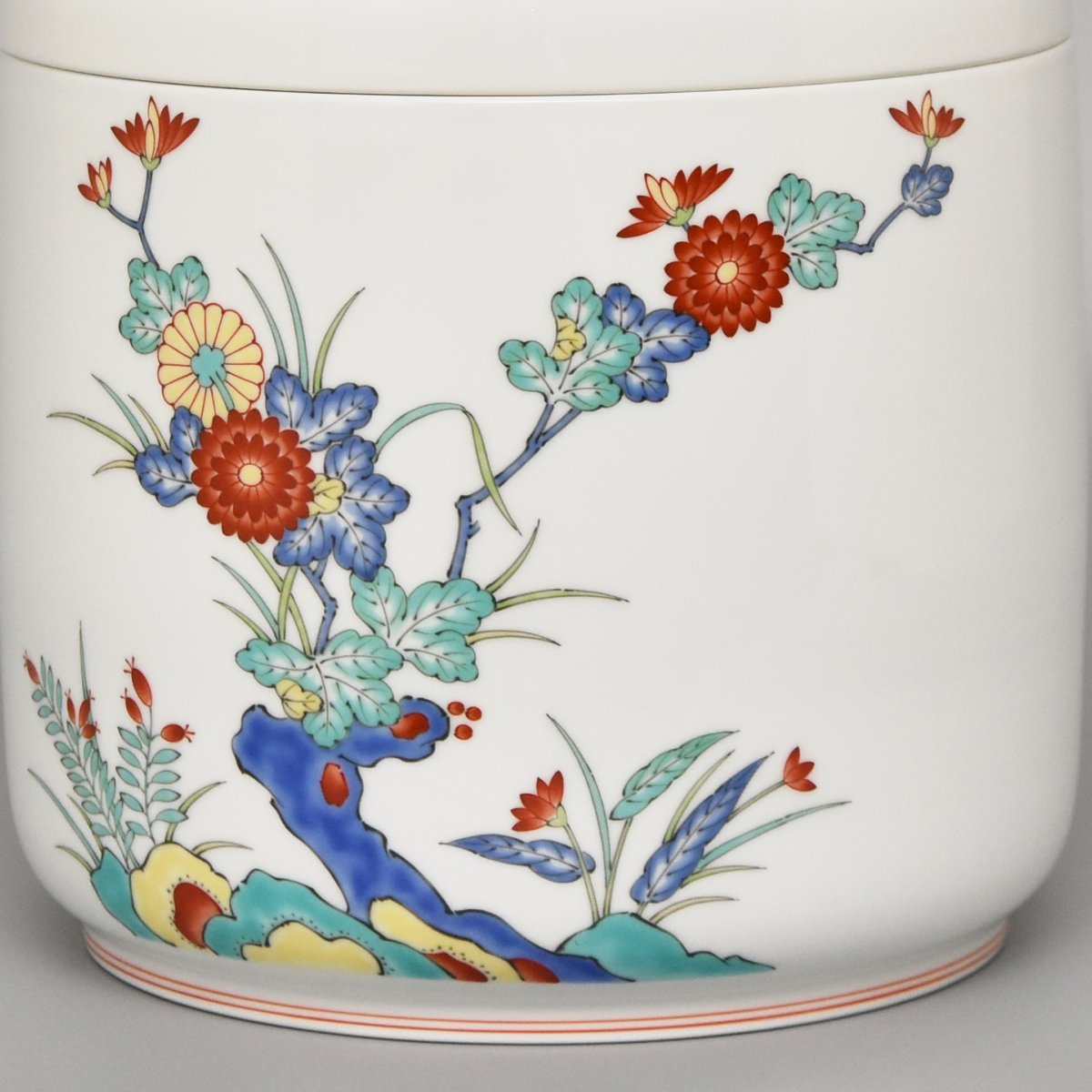 色絵岩菊）筒型7寸骨壺|有田焼の老舗-香蘭社オンラインショップ