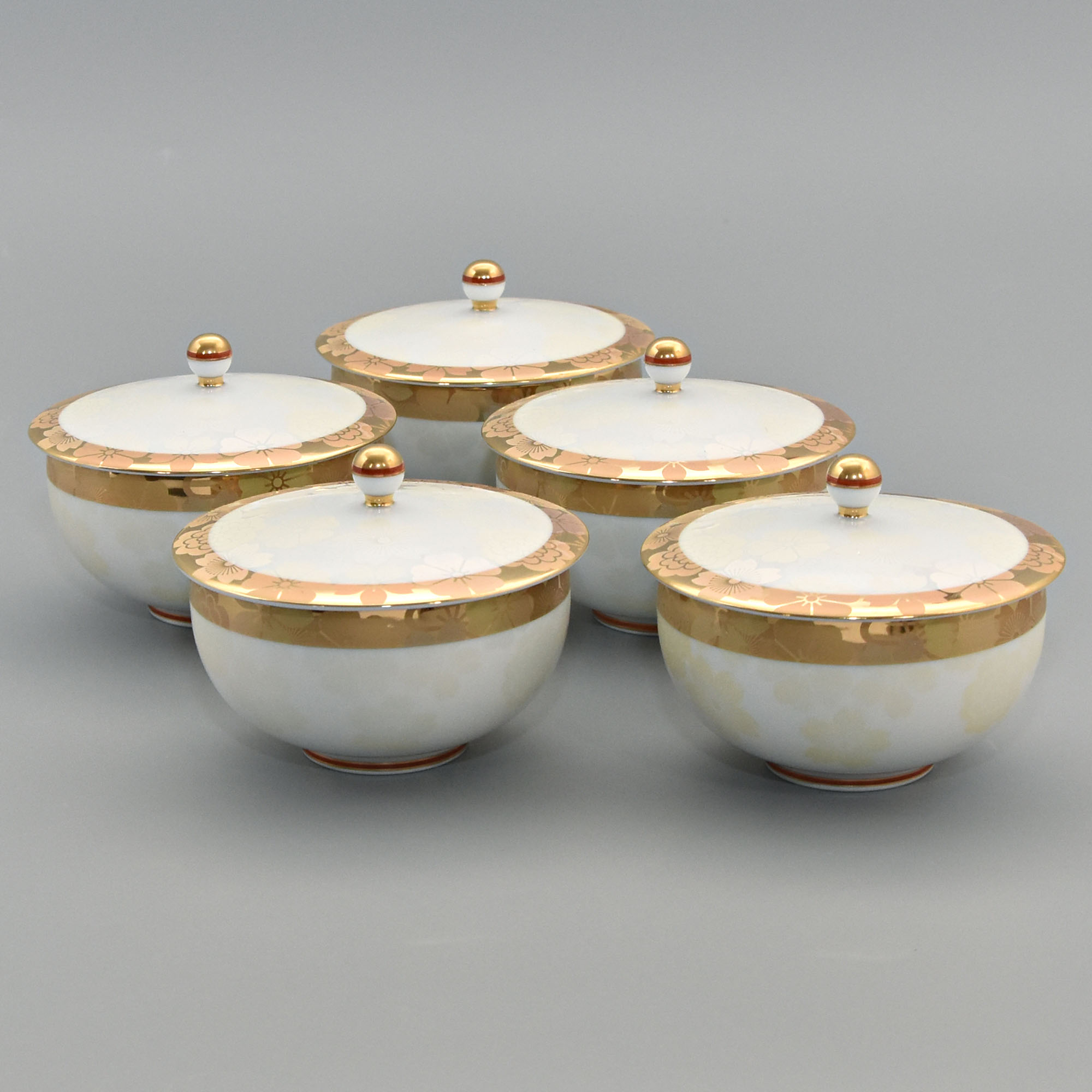 幸彩華）蓋付湯のみ5客セット|有田焼の老舗-香蘭社オンラインショップ