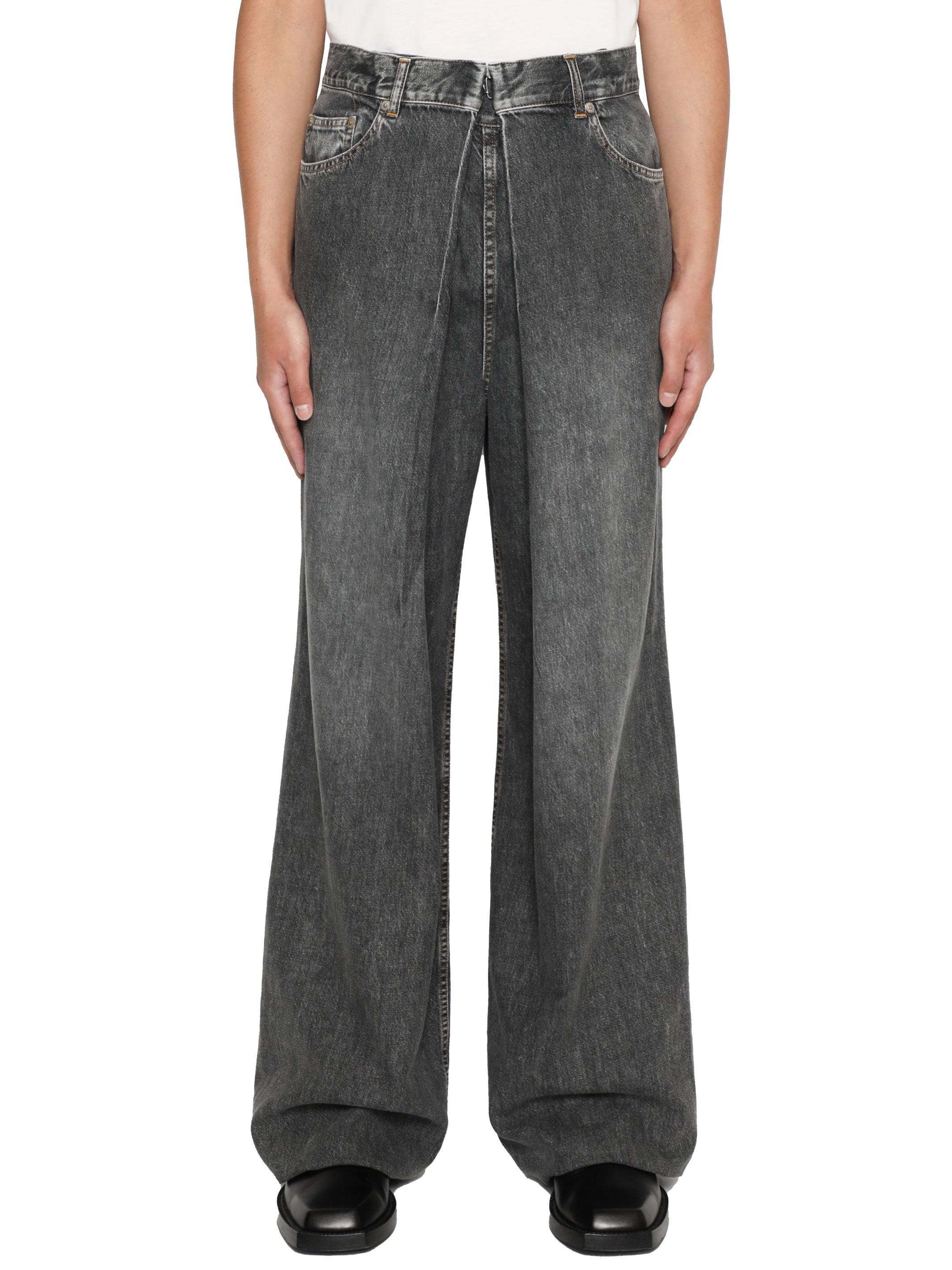 WASHED DENIM WIDE PANTS
