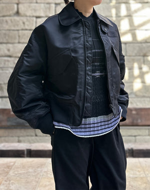 Mame Kurogouchi / Nylon Twill 3D Embroidery Flight Jacket / MM26SS