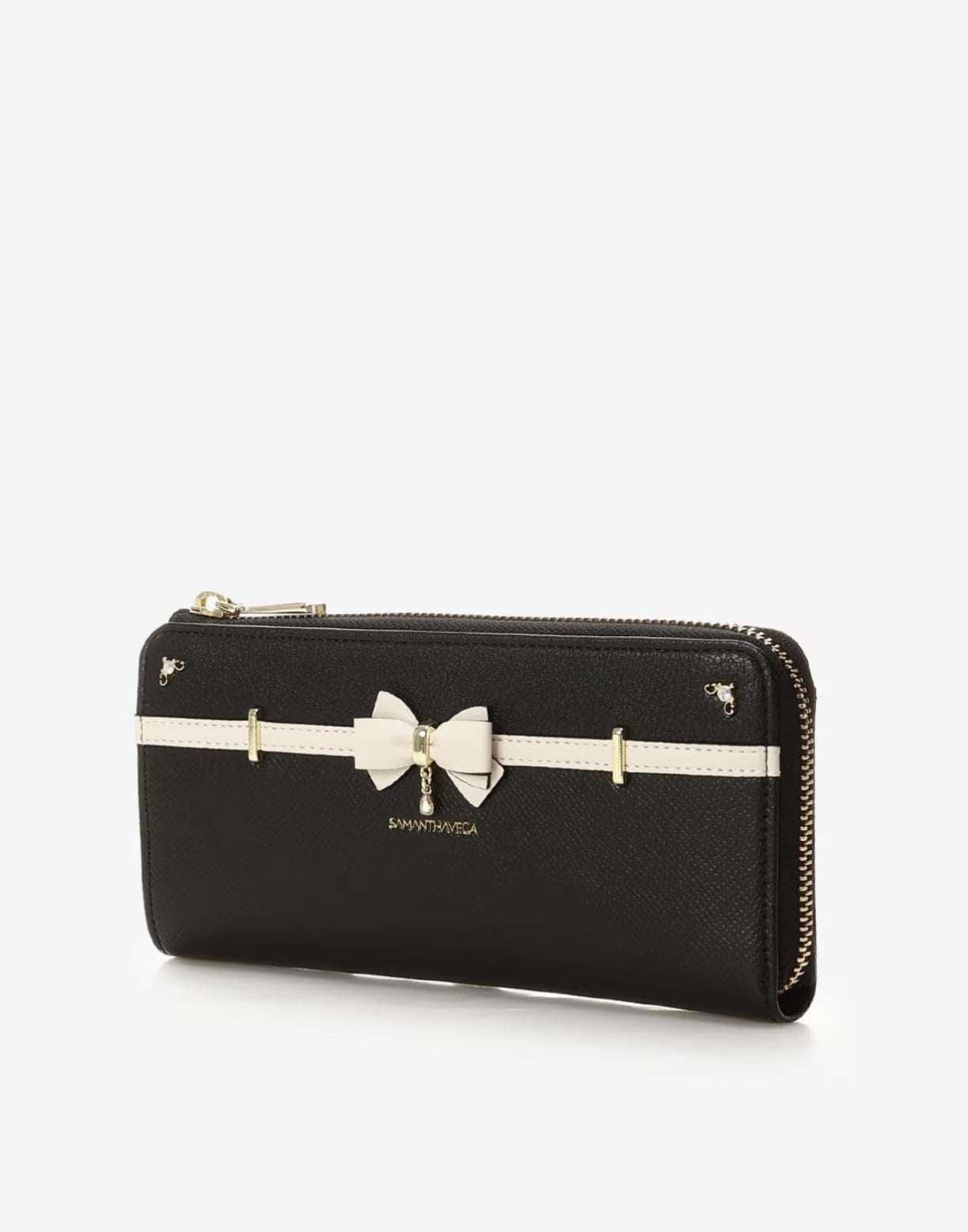 バイカラーアクセントリボン長財布【ブラック】(ブラック