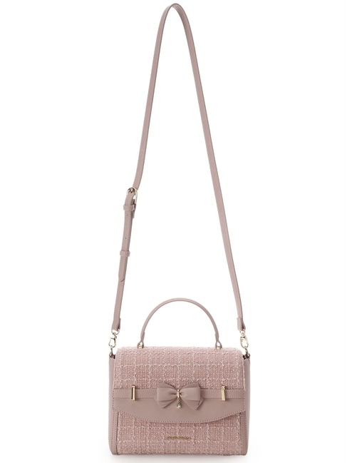 ツイードアクセントリボンショルダーバッグ【ピンク】(ピンク