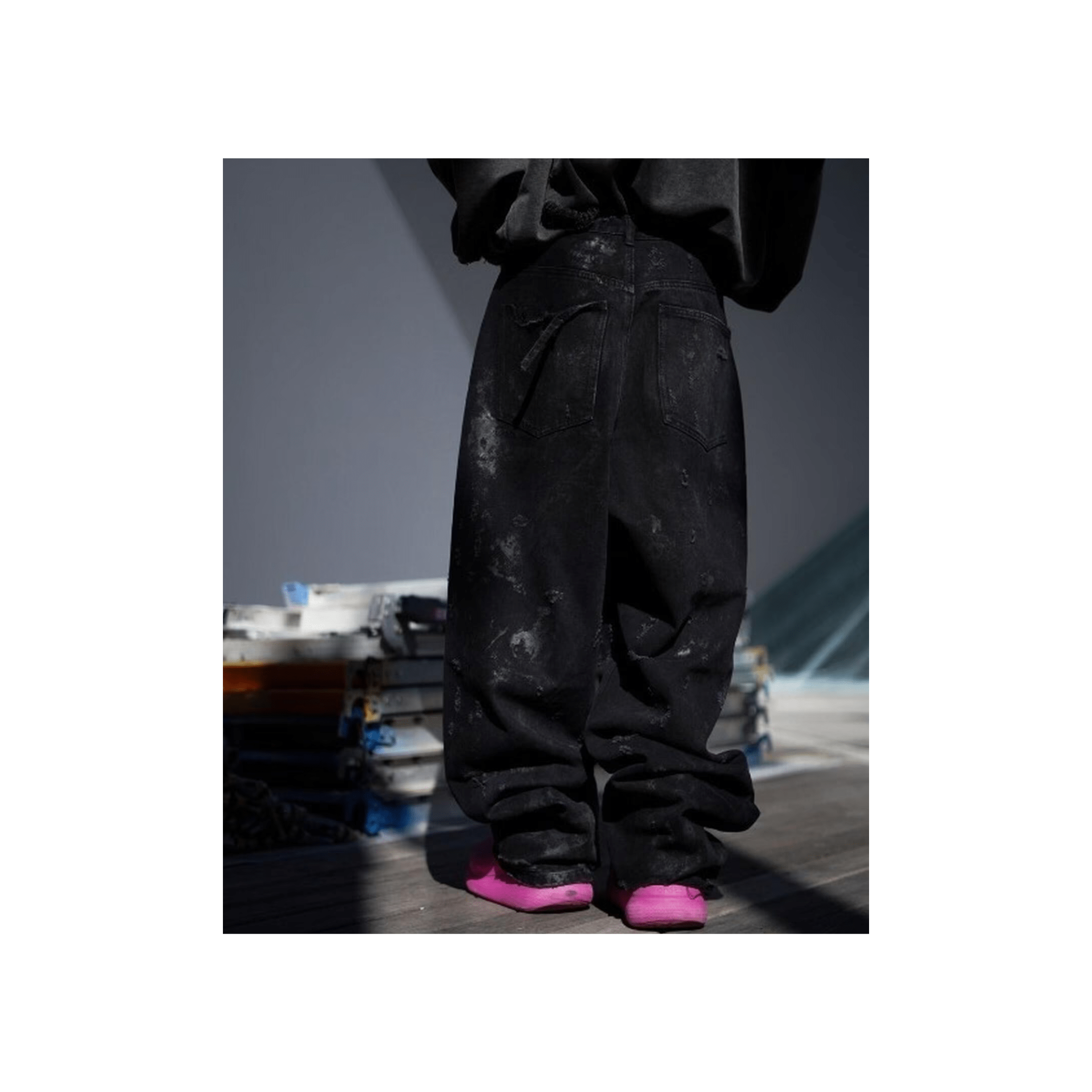 FR(13)NDS/フレンズ/HDKダメージワイドパンツ/BLK(F black)｜ ROYAL