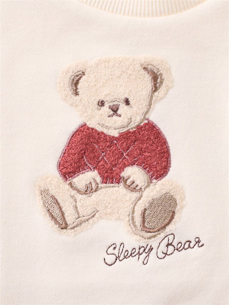 キッズ]温度調整 裏毛くまサガラ刺繍長袖パジャマ: キッズ(子ども用