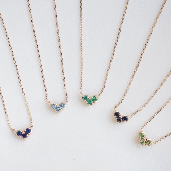 4月]K10YGブラックダイヤモンド/ダイヤモンドリバーシブルネックレス