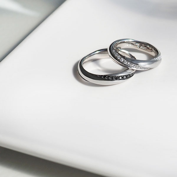 Pt900ブラックダイヤモンドマリッジリング | ポンテヴェキオ公式