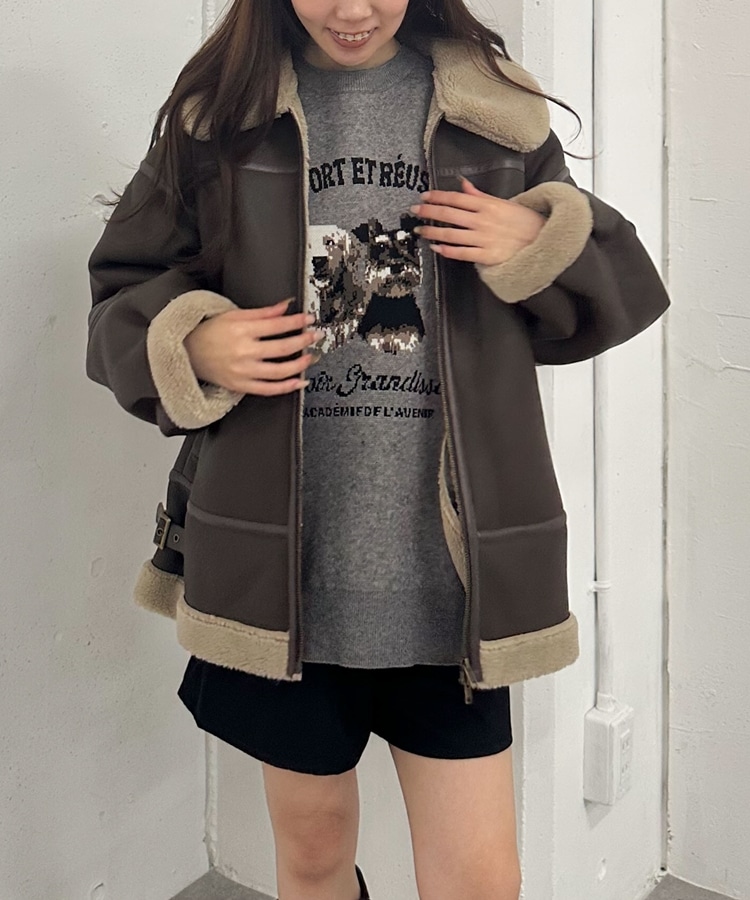 フェイクレザーミドルムートンジャケット(M BLACK): アウター｜PMbox