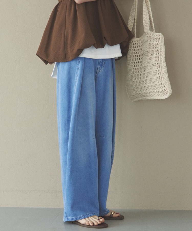 ソフトデニムワイドタックパンツ(36 BLUE): パンツ｜PMbox P&M