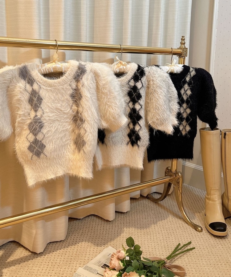 argyle arm warmer knit(M BLACK): トップス｜PMbox P&M OFFICIAL
