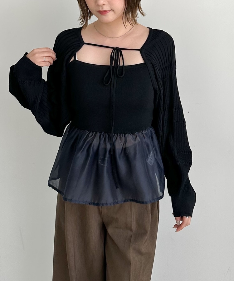 ドッキングペプラムニットボレロアンサンプル(M IVORY): トップス