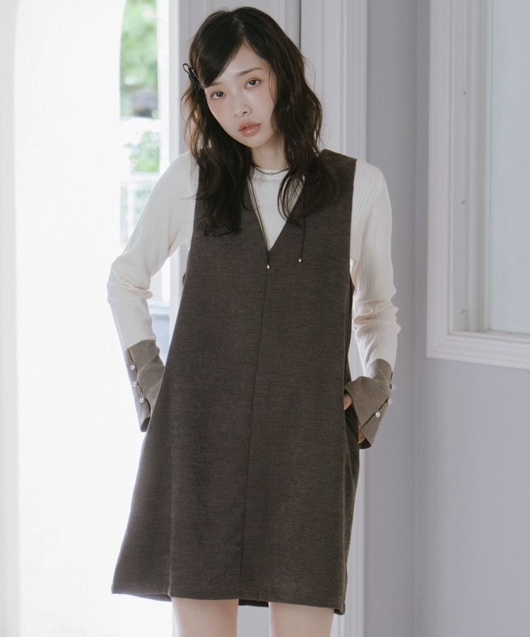 2wayVネックミニジャンスカ(M BROWN): ワンピース｜PMbox P&M