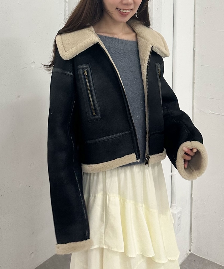 ムートンライダースジャケット／(M BROWN): アウター｜PMbox P&M