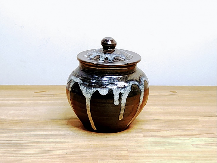 3合壺 流し掛け(ながしかけ)｜壺｜おんた家｜小鹿田焼の器、お皿、丼