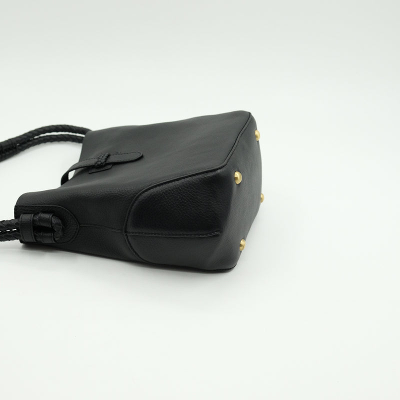 masoin de soil メゾンドソイル GRAINED LEATHER ONE HANDLE BAG Black