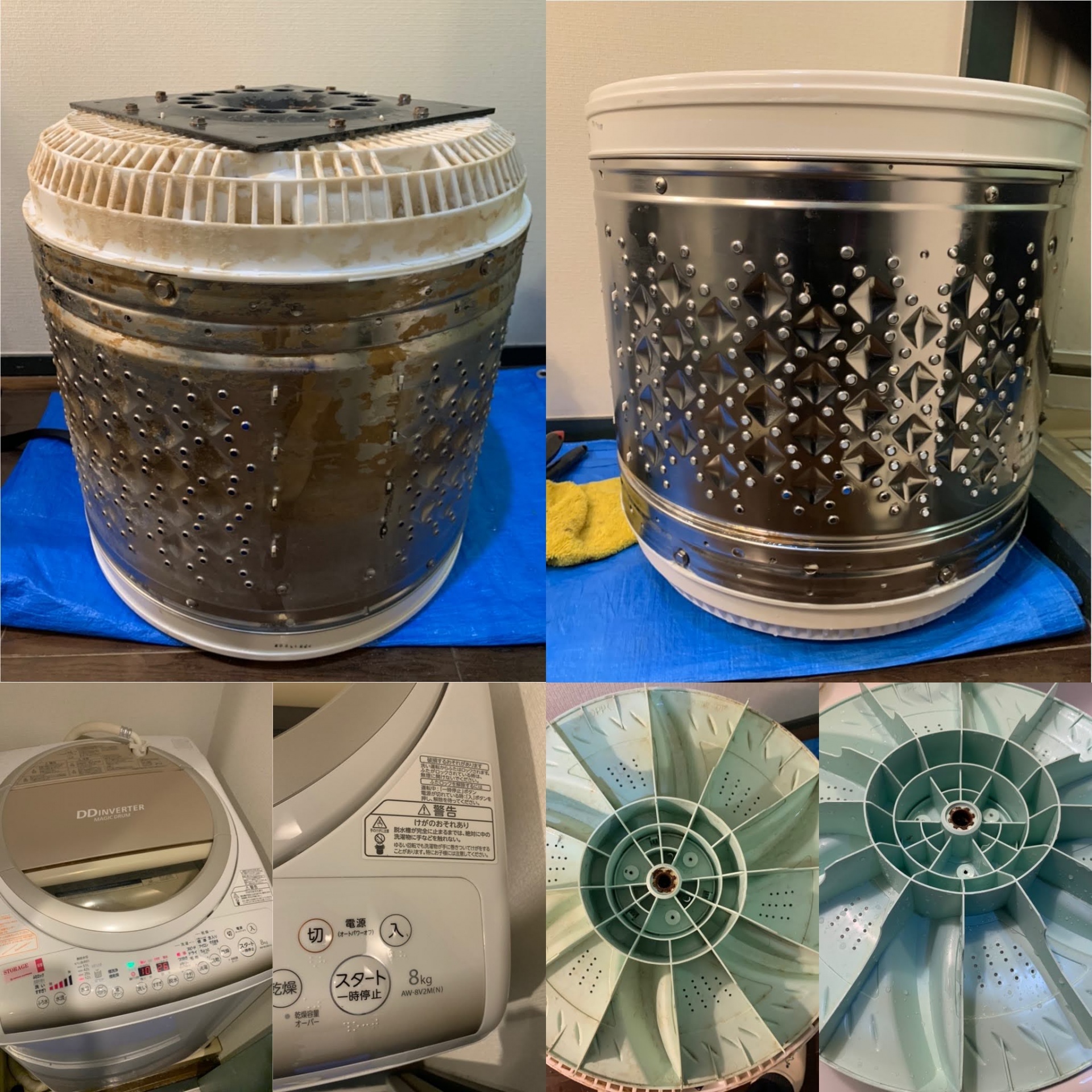 東芝洗濯機完全分解洗浄AW-8V2M＠品川区大井|おそうじ本舗大井町店