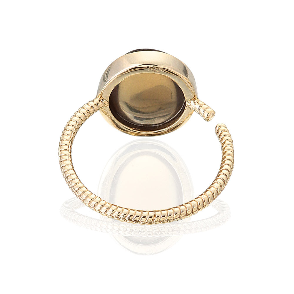 Suu her./スーハー】リング テクスチャー オーバル フレーム 天然石