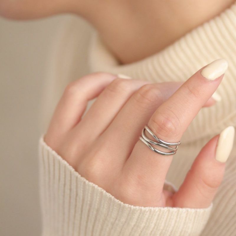 リング スリーライン ウェーブ ステンレス 11号 13号 指輪 – OSEWAYA