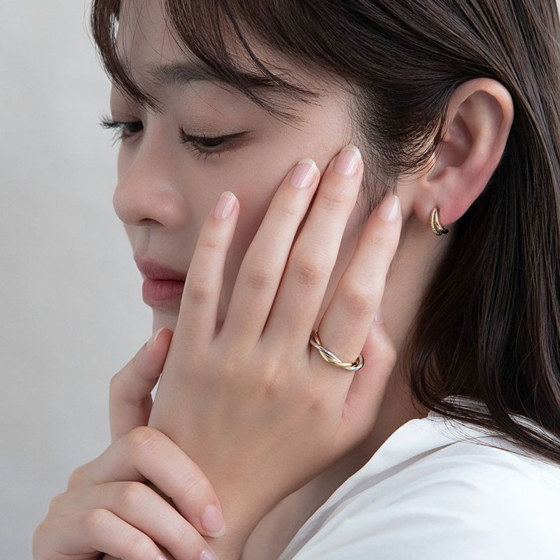 リング ニッケルフリー メタル ゴールド×シルバー コンビカラー クロス