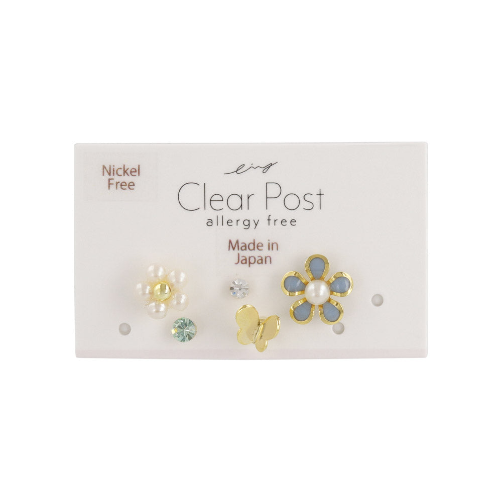 樹脂ピアス ニッケルフリー メタル ミニ 花 フラワー 蝶 バタフライ