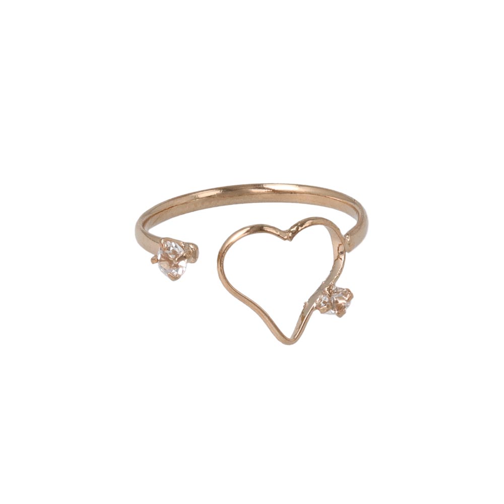 リング ニッケルフリー メタル ミニ ストーン ハート フリーサイズ