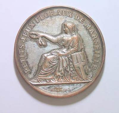 法国1900年前后女神坐像高浮雕精制大镀银章42MM - 旋风钱币(请看我的