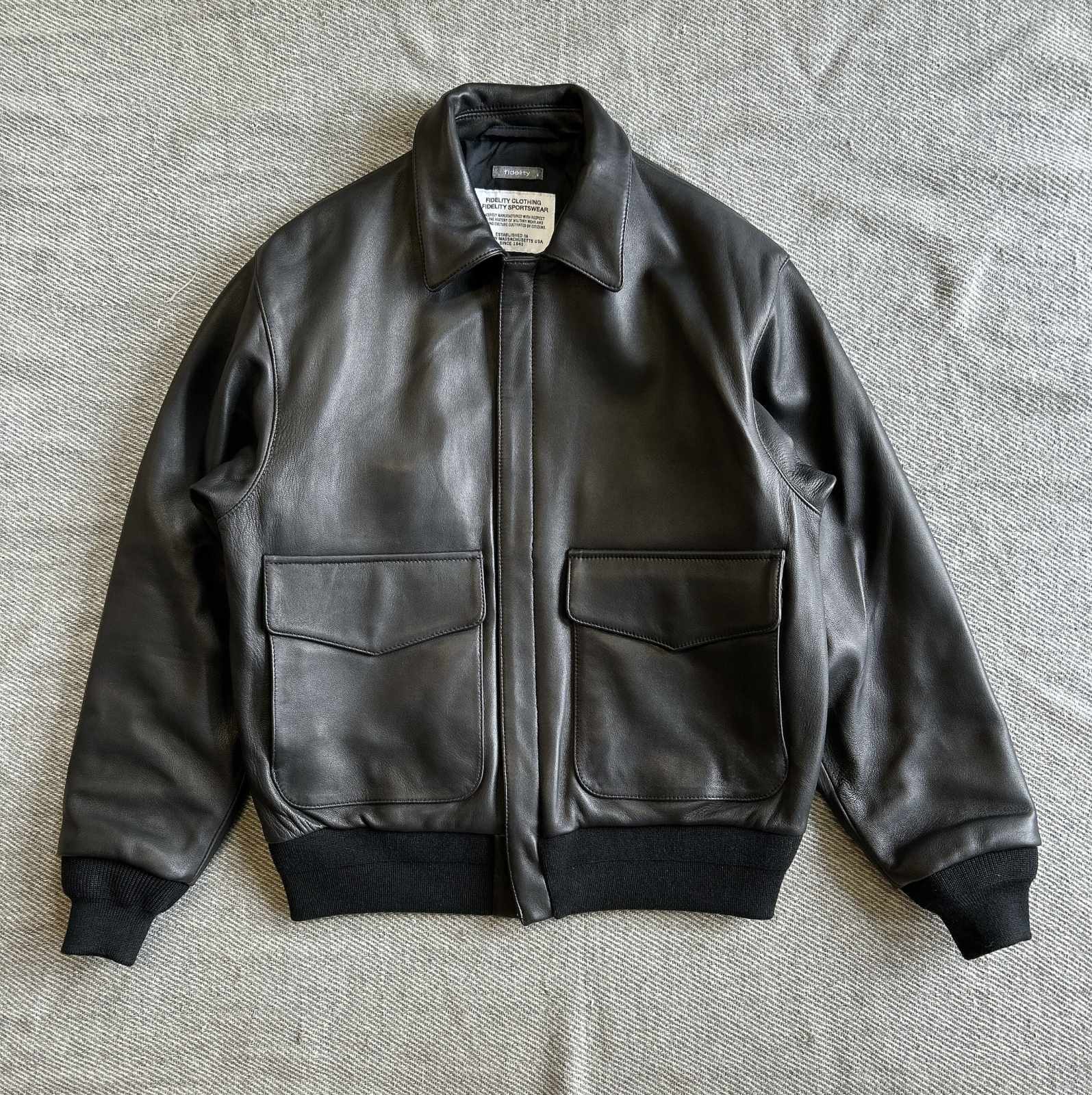 FIDELITY/フィデリティ】LAMB LEATHER A-2 JACKET（BLACK）