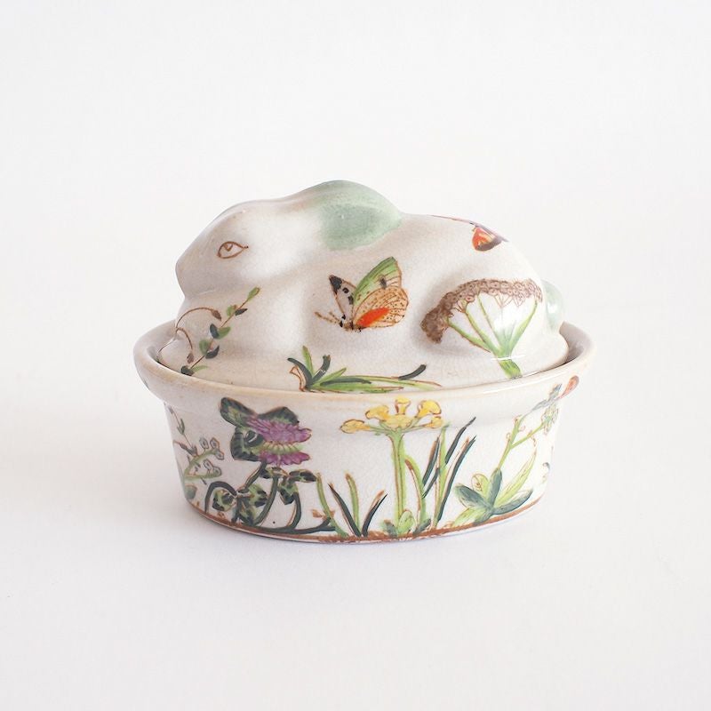 五彩兎楕円蓋物｜和食器通販｜織部 Online Store【公式】