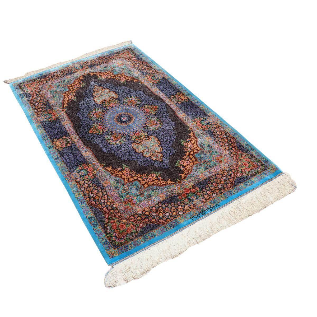 高級ペルシャ絨毯 (エスファハーニヤン工房 128番) 155×99cm（FN-70358