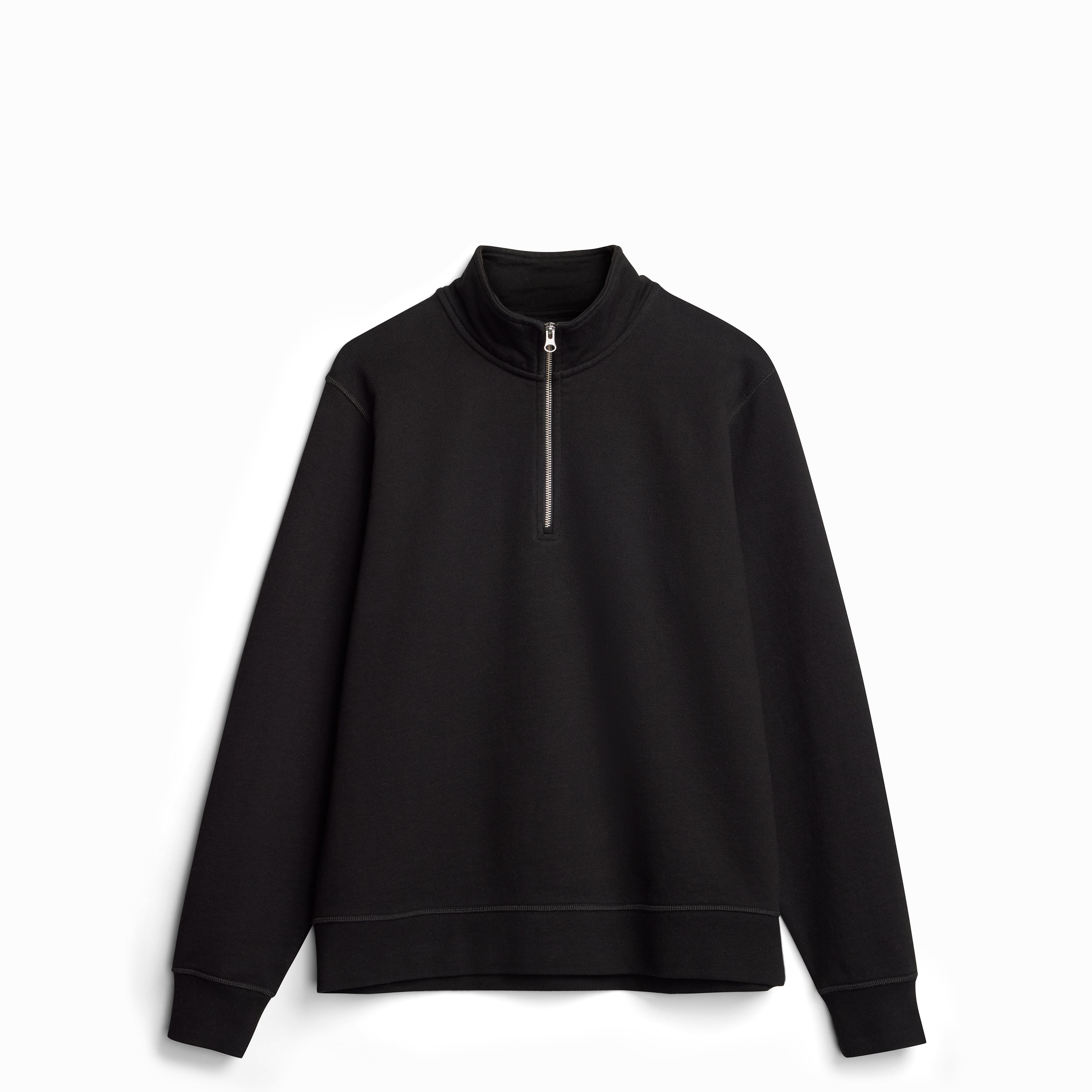 Black Ultra Heavyweight Organic French Terry Quarter Zip