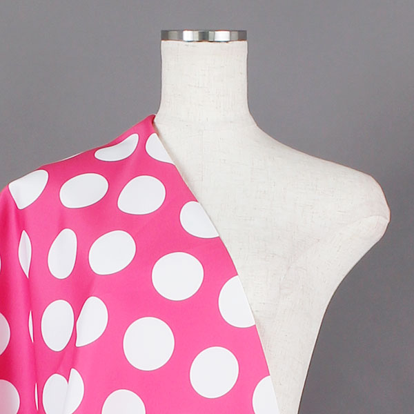 オリキジ / C0482 ピンク×白 水玉柄生地