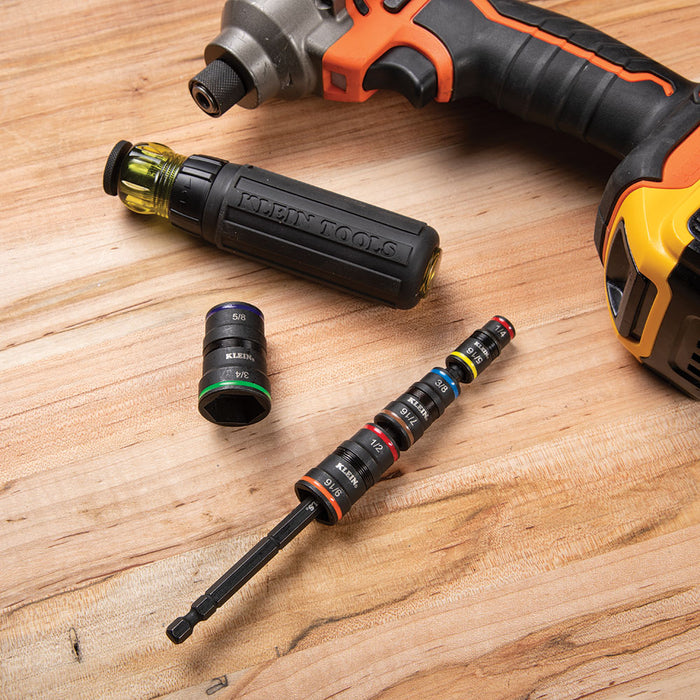 Klein Tools 9-in-1 Impact Rated Flip Socket Set, SAE, Model 32934