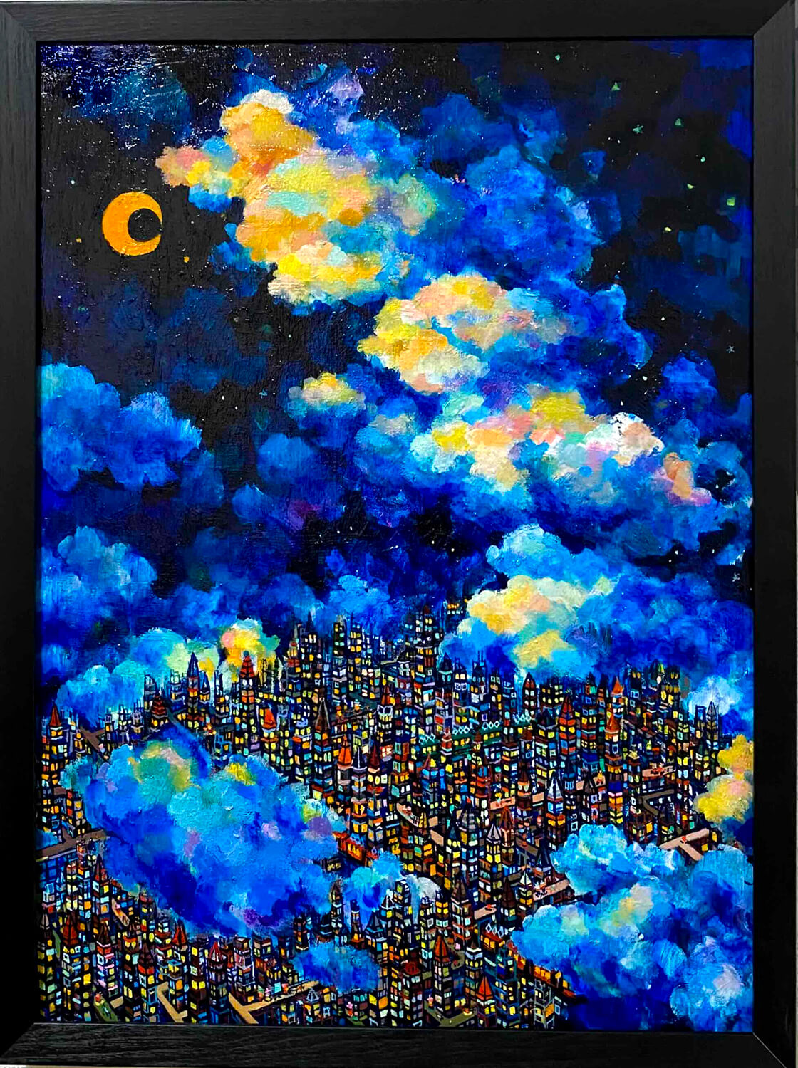 油彩画 | 夜空のまち | Taro Otani | Official site