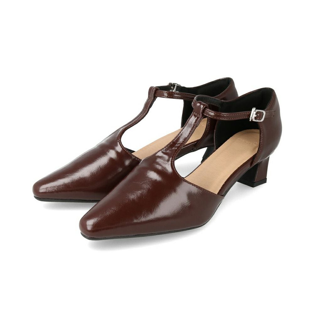 menue (メヌエ) Tストラップ 変形ヒール パンプス 送料無料 | welleg