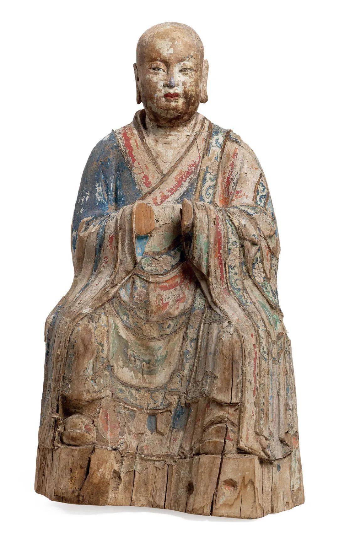 赏析｜明代木雕彩绘罗汉坐像_搜狐网