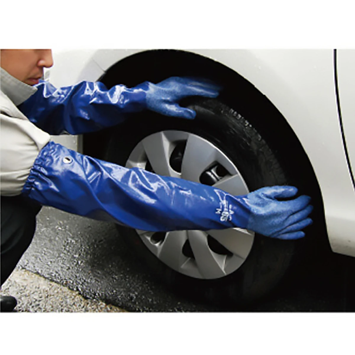 公式】パーマンショップ-ニトリルゴム腕カバー付手袋 M: 身体保護