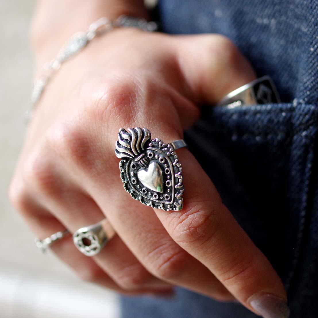 Silver925☆コラソンリング【フリーサイズ】