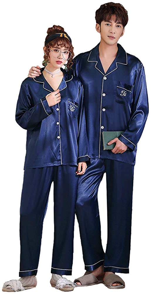 ペアルック/お揃い シルクブルーパジャマ ギフト用にも｜ペアルック