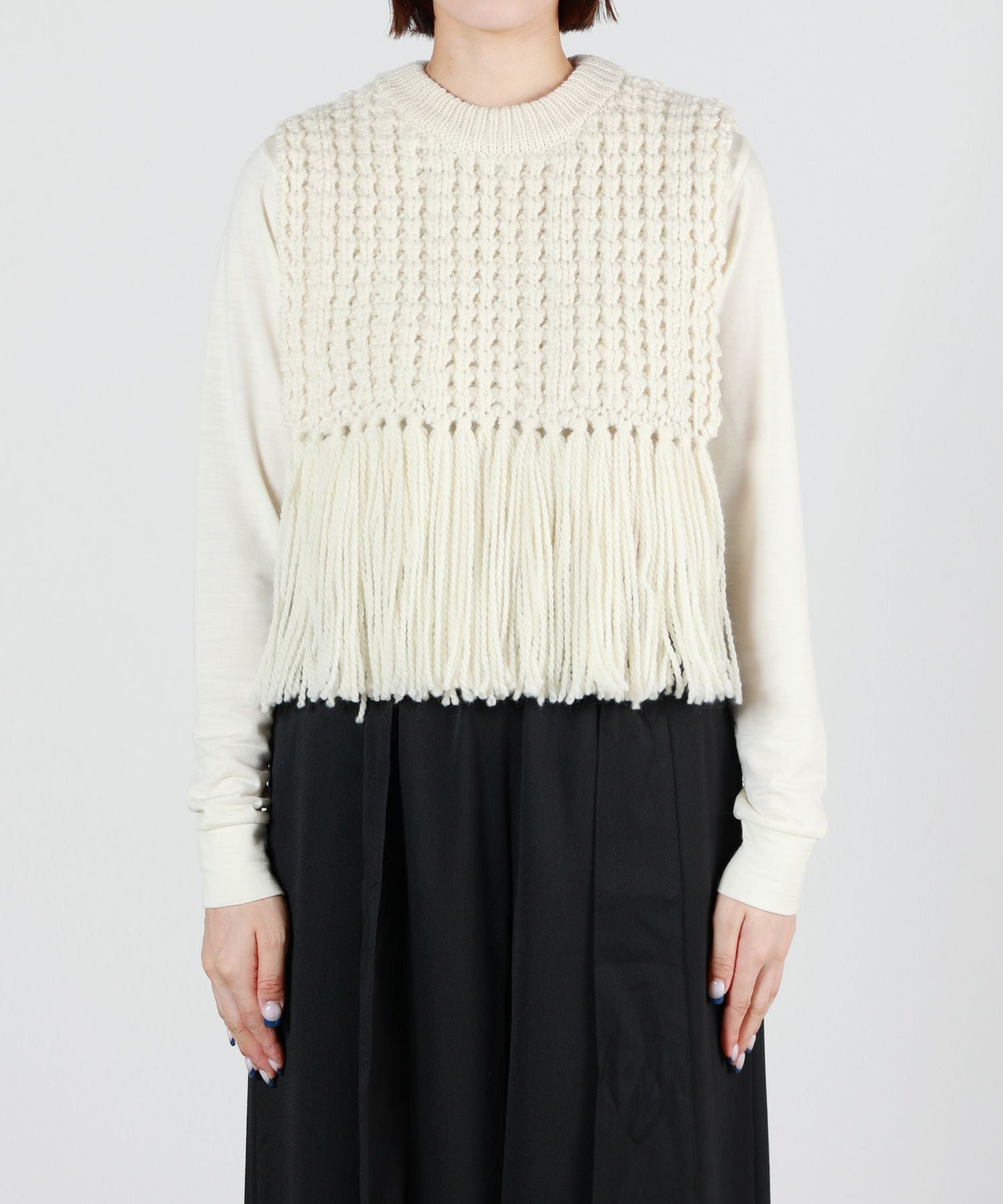 HYKE(ハイク)】 WAFFLE KNIT SWEATER TOP WITH FRINGE｜PARIGOT ONLINE